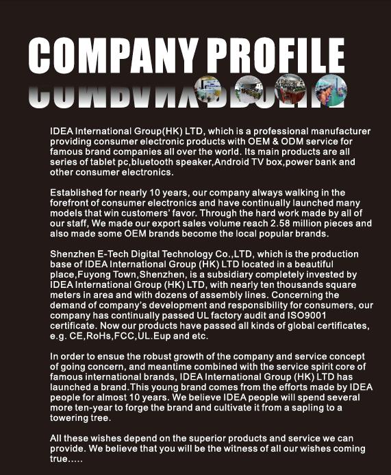 perfil de compañía de la PC de la tableta ‘